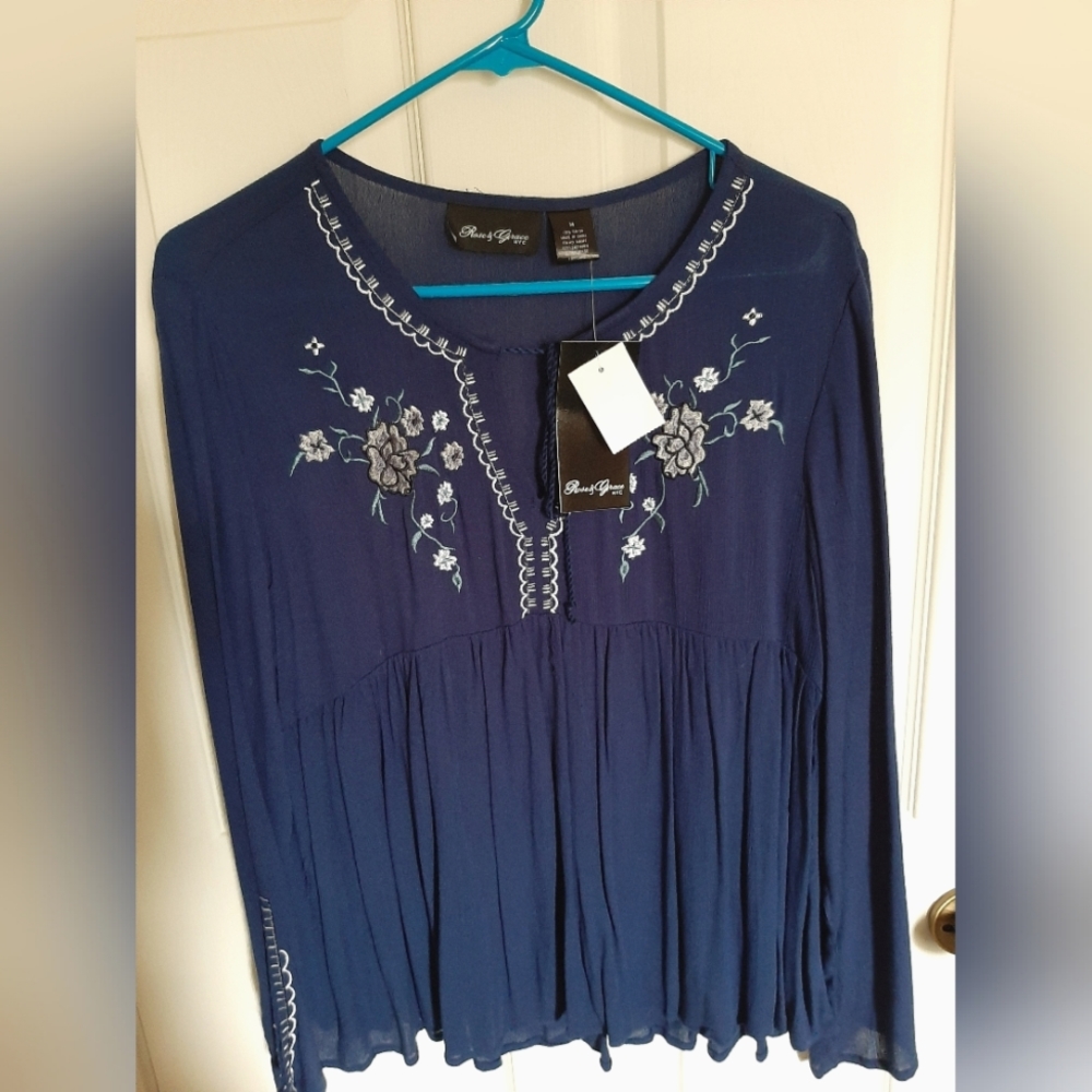 Women's Rose & Grace NYC Long-Sleeve Blouse M